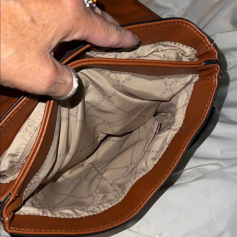 Steve Madden Brown Quilted Top Handle Shoulder Bag